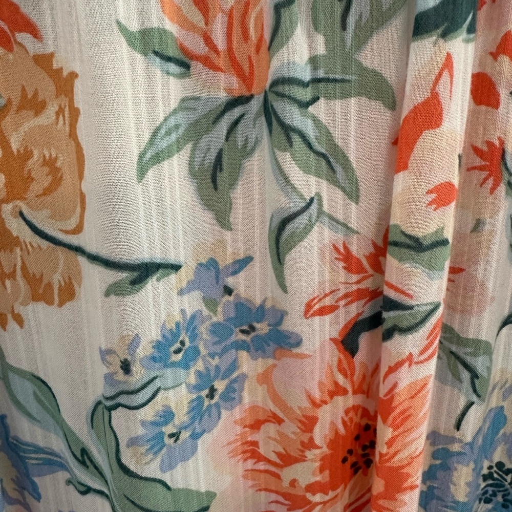 Elegant Floral Maxi Dress - Blue and Orange - Picture 2 of 4